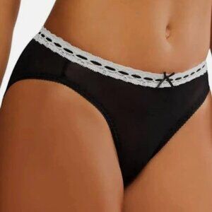 FREE PEOPLE So Sweet Bikini Panty Underwear LACE INTIMATELY BLACK NWT